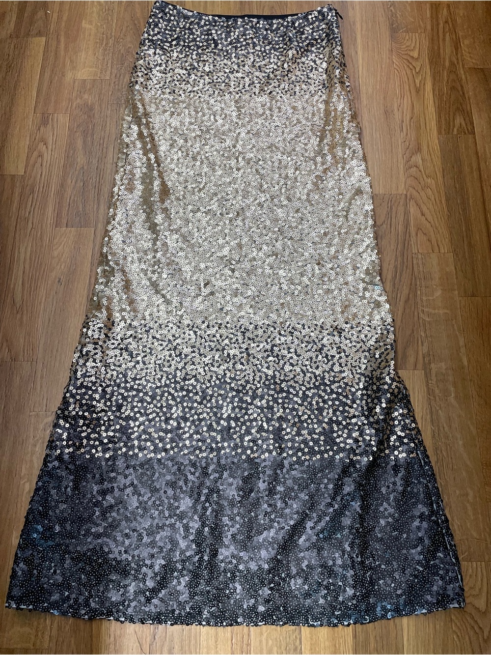 VENUS Silver to Black Sequined Ombre Maxi Skirt